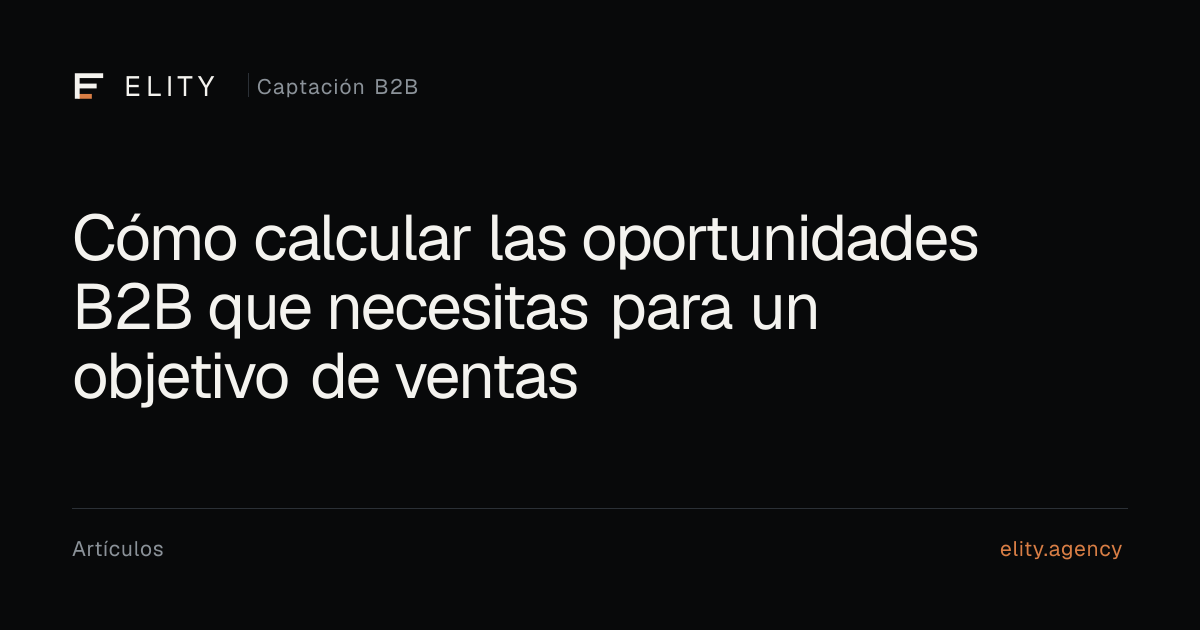 Vista previa editorial de Cómo calcular oportunidades B2B para tu objetivo, por ELITY Agency.