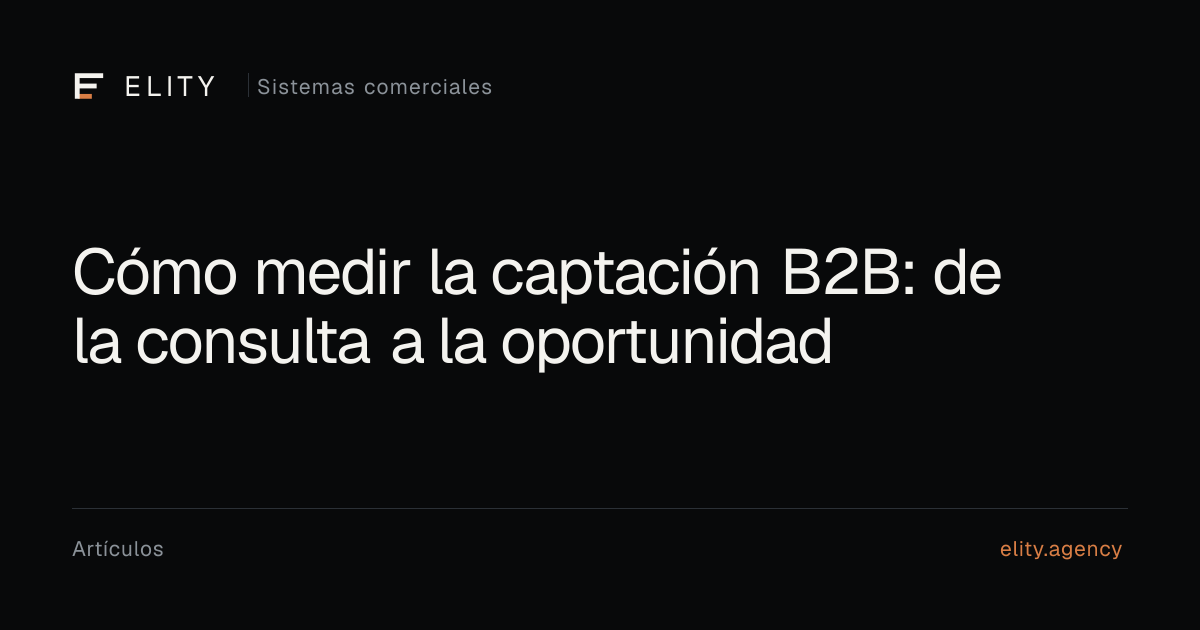 Vista previa editorial de Cómo medir la captación B2B, por ELITY Agency.