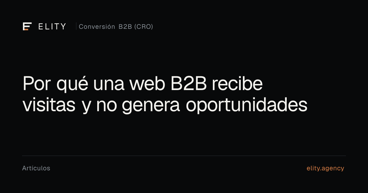 Vista previa editorial de Por qué tu web B2B no genera oportunidades, por ELITY Agency.